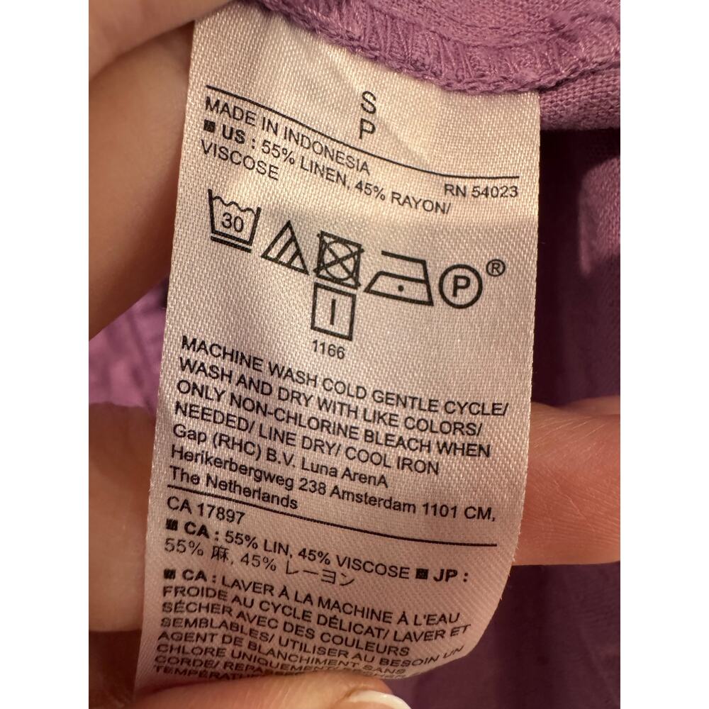 Banana Republic Linen Blend Tiered Midi Skirt Purple Size Small Button Front - Picture 4 of 5
